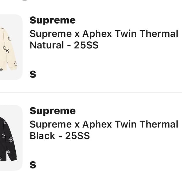 (구매글) 슈프림 x 에이펙스 트윈 써멀 s