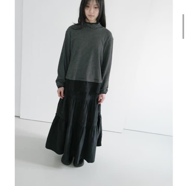 애프터먼데이 스웨이드 캉캉스커트 블랙