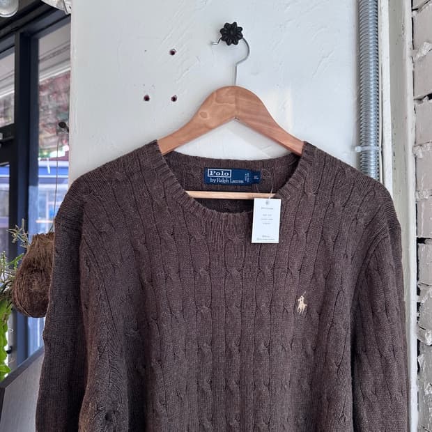 15399 - 폴로 랄프로렌 브라운 케이블 실크 니트 (실크 100%)