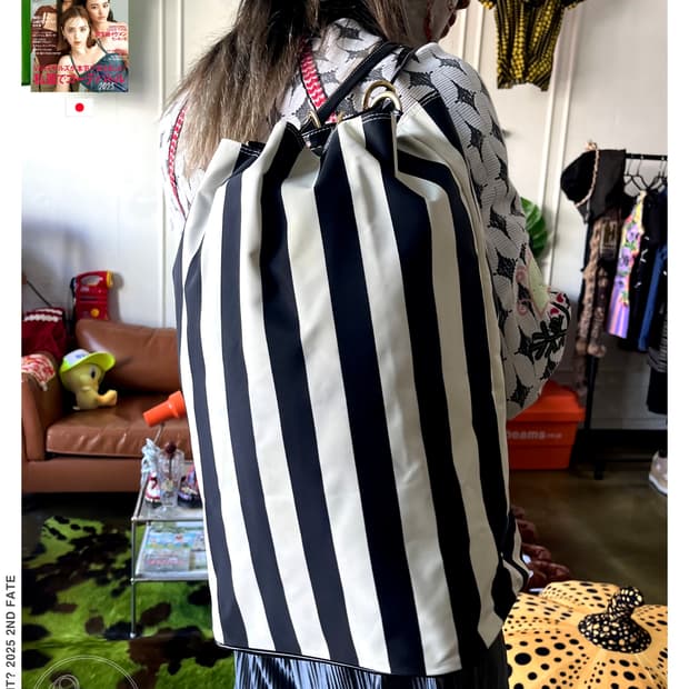 ViVi fleurs Stripe Bucket Duffle Bag