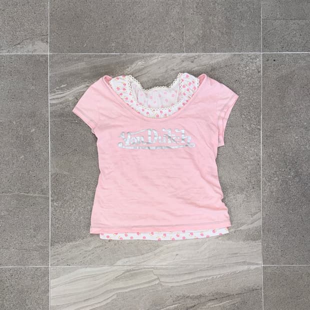 Von Dutch baby pink logo half t 
