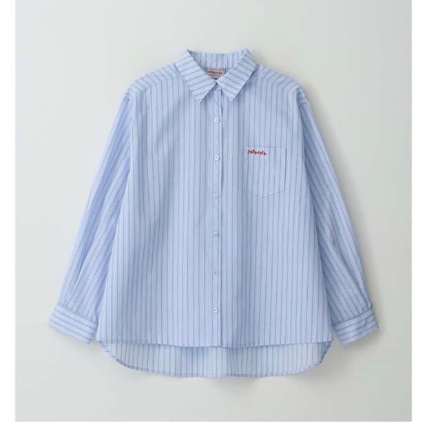 로라로라 LACE STRIPE SHIRT BLUE