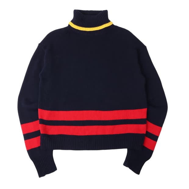폴로 랄프로렌 네이비 터틀넥 스트라이프 니트