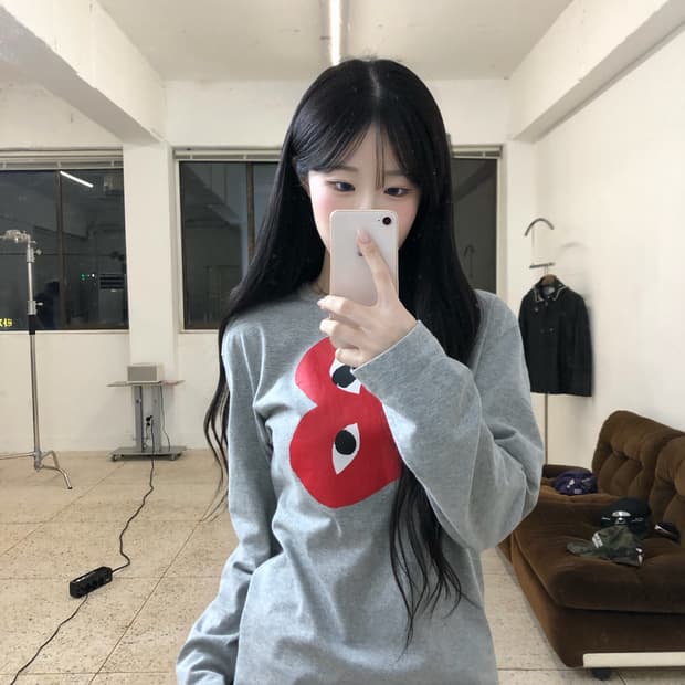 (정품) 꼼데가르송 빅하트 롱슬리브 그레이