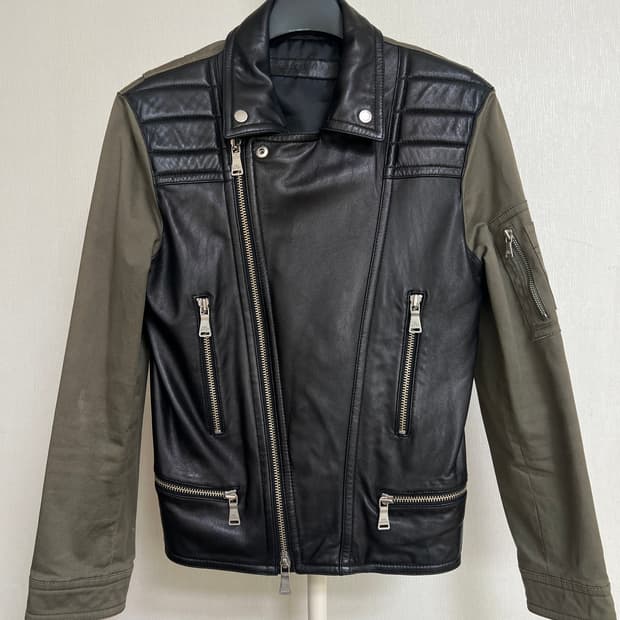 Neil Barrett Leather Mixed Biker Jacket