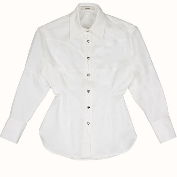 [DARED] HEART BUTTON PINTUCK SHIRT