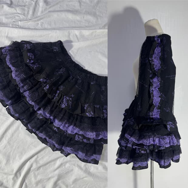 glp 고딕 로리타 펑크 고스 로리 러플 레이스 세트 y2k 하라주쿠