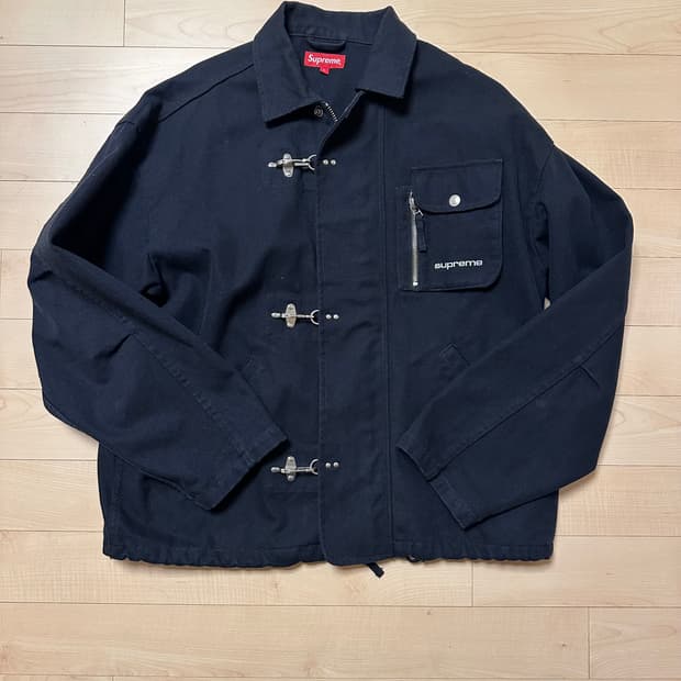 슈프림 캔버스 클립 워크 자켓 L 블랙