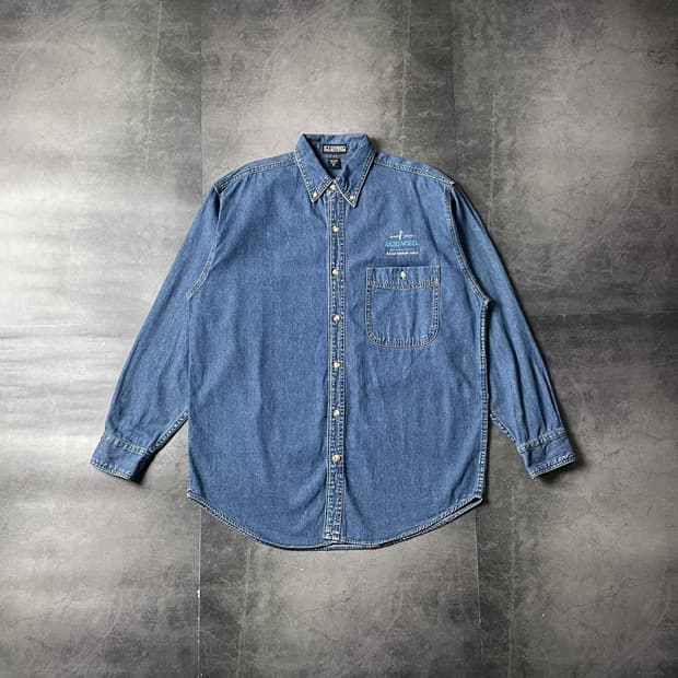 LA LOVING 빈티지 다운버튼 코튼 데님 셔츠 A00735