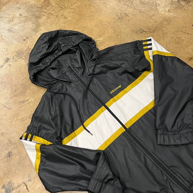 [정품/95] 아디다스 블랙 화이트 옐로우 바람막이 후드집업 b16