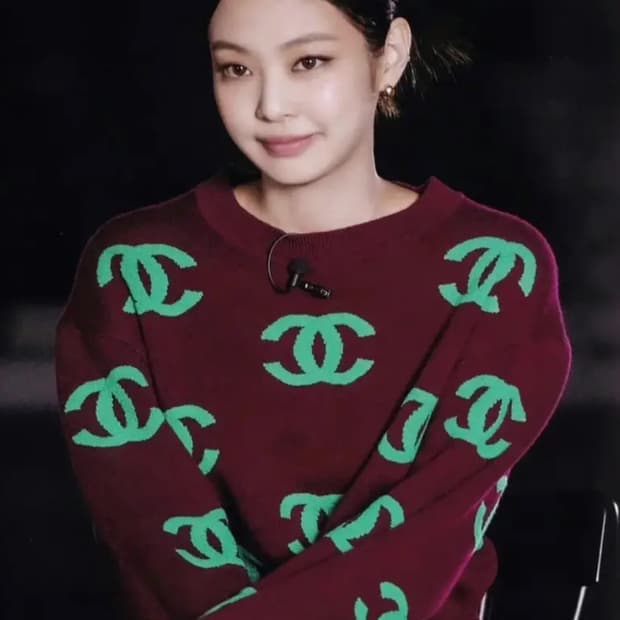 샤넬 풀오버 니트 버건디 그린 34