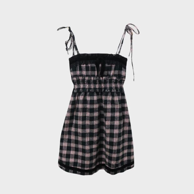 트랄라라 리즈리사 히메갸루 체크 끈 원피스 62049