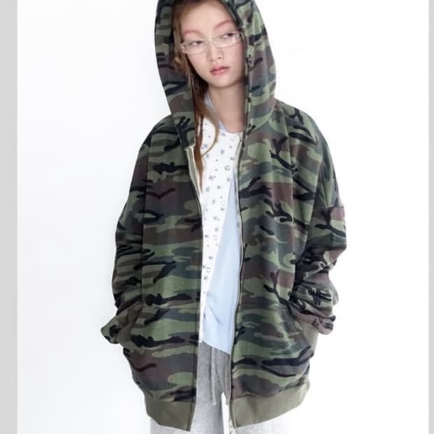샵페어리 카모 후드집업