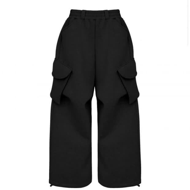MJD X 코인서울 와이드 카고 스웻팬츠 블랙