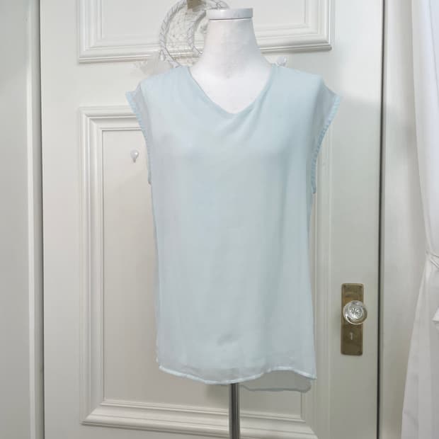sheer mint sleeveless summer blouse