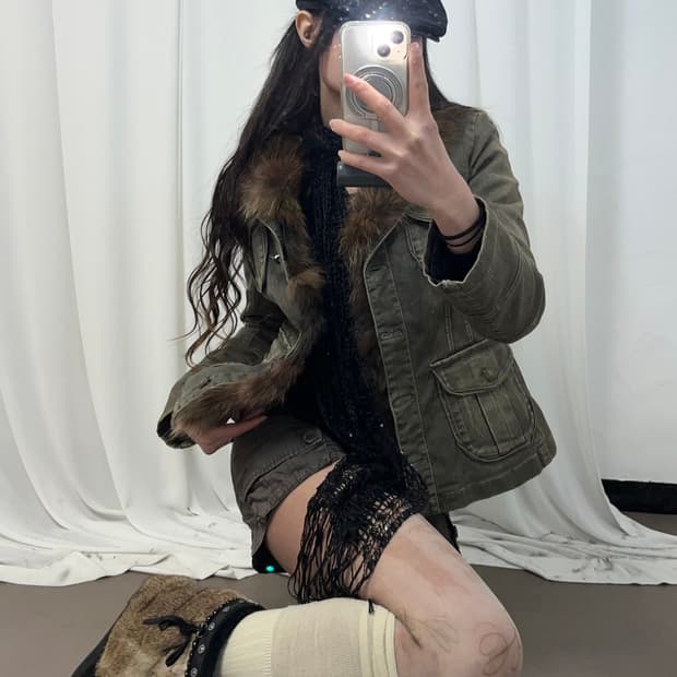 폭스퍼 트리밍 자켓