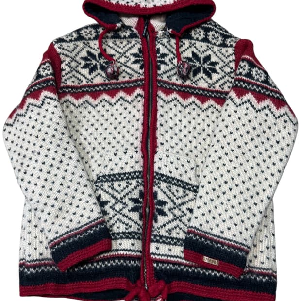 바배) 핸드메이드 울 후드 니트 집업