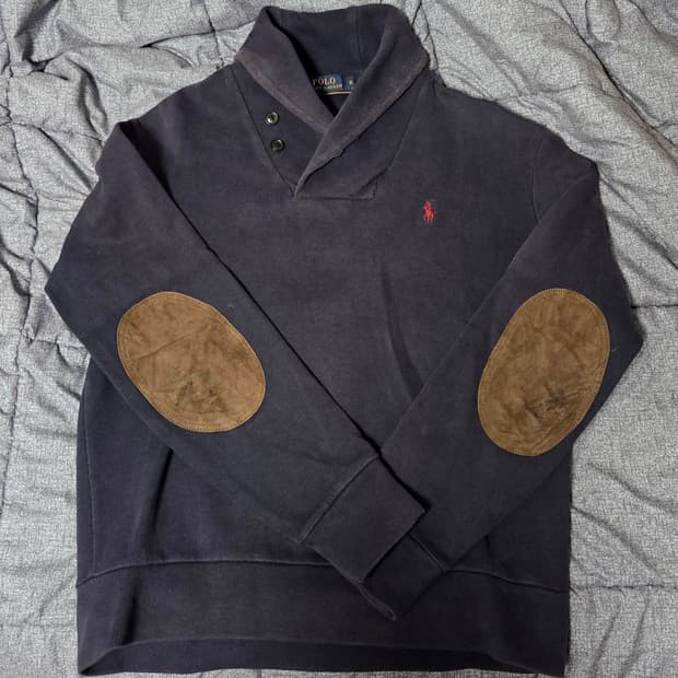 폴로 랄프로렌 숄카라 엘보우 패치 니트 S