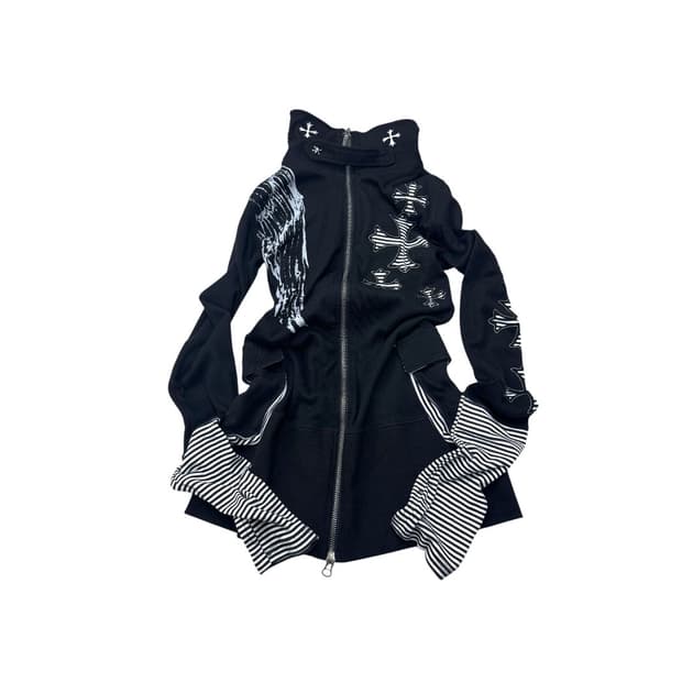 Glitz punk gothic cross detail zip up