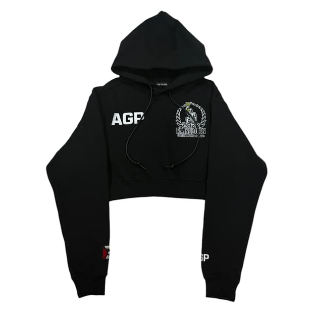 본투윈 AGP 크롭 후드티 블랙 1