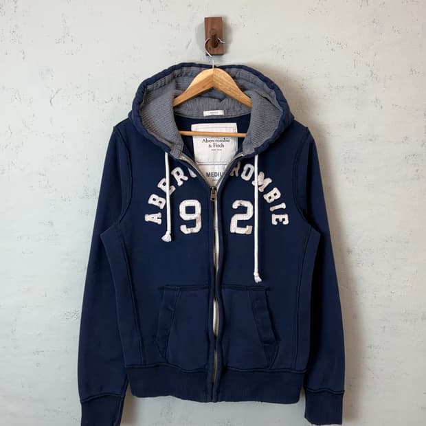 아베크롬비 네이비 스펠로고 헤비 후드집업