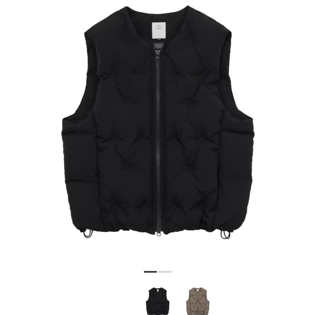 (2)(정가이하) 폴리테루 엠보 다운 베스트 블랙