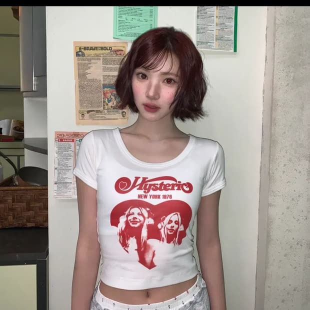 히스테릭글래머 하트 치비 티셔츠 화이트