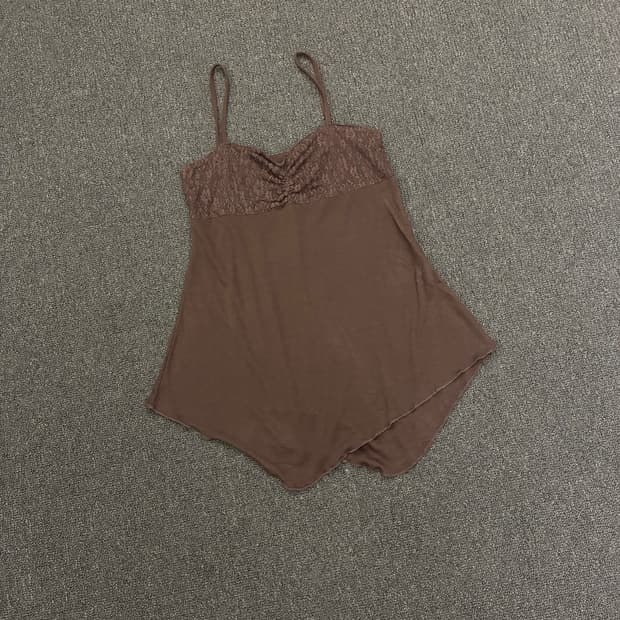 M)DREA my MINX 빈티지 여성 꽃레이스 디테일 브라운 나시