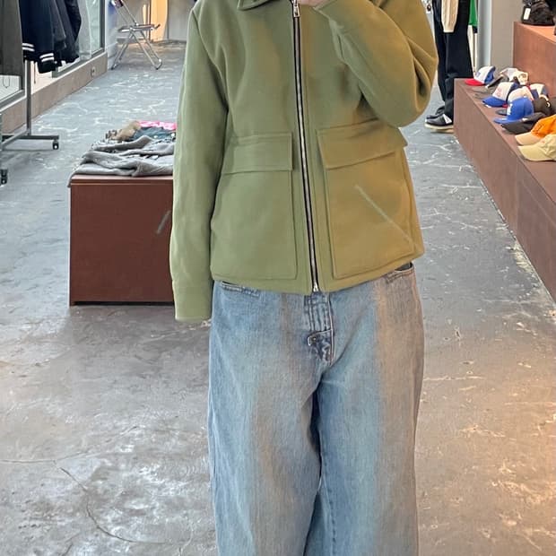 브아빗 울 트러커 그린 재킷 H924