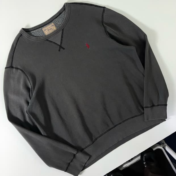 Polo  폴로 랄프로렌 자수 피그먼트 차콜 맨투맨 