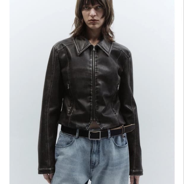 인사일런스 우먼 워시드 에코 레더 점퍼