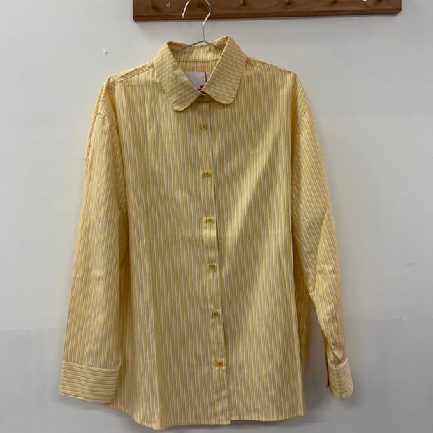아메스 옐로우 스트라이프 오버핏 셔츠