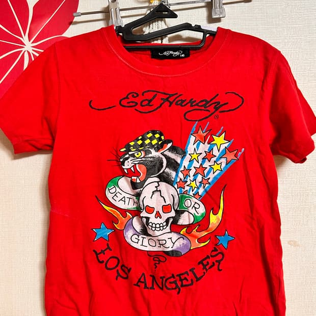 Ed hardy 에드 하디 프린팅 크롭 반팔 티셔츠