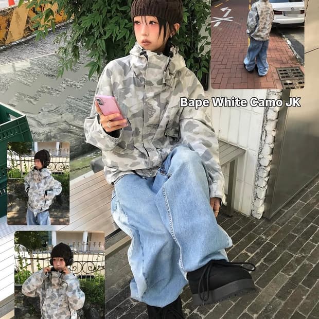 *#희귀매물#* 베이프 화이트 카모 스노보드 자켓