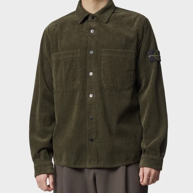 스톤아일랜드 코듀로이 오버셔츠 올리브 m사이즈