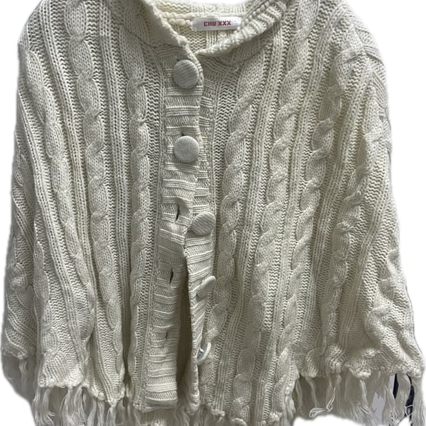 후드 니트 케이프