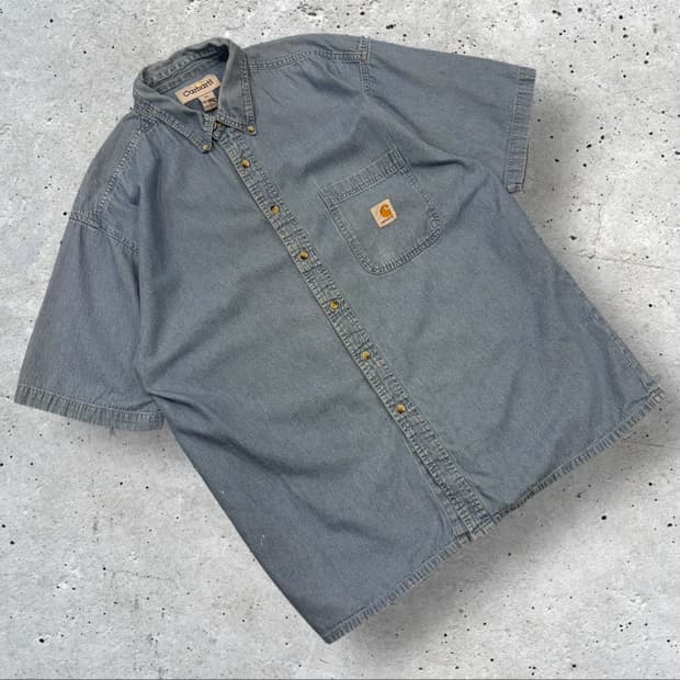 [XL] 칼하트 데님 반팔 셔츠 블루 D276