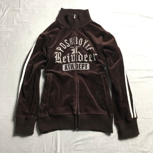 빈티지 벨벳 레드브라운 트랙 집업