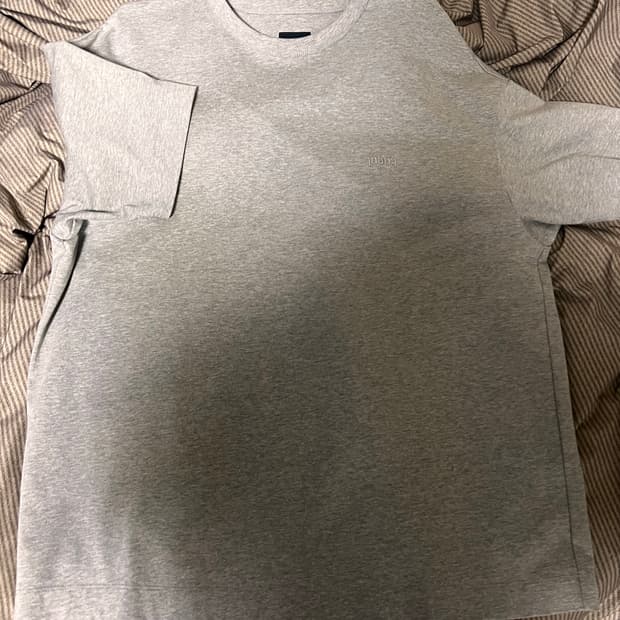 준지 자수 반팔 티셔츠 그레이 극미중고