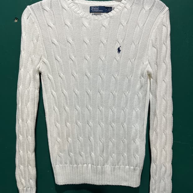 폴로 꽈베기 크롭니트 화이트M