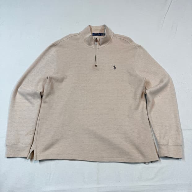 XL) 폴로 랄프로렌 반집업 풀오버 코튼 니트 아이보리 베이지