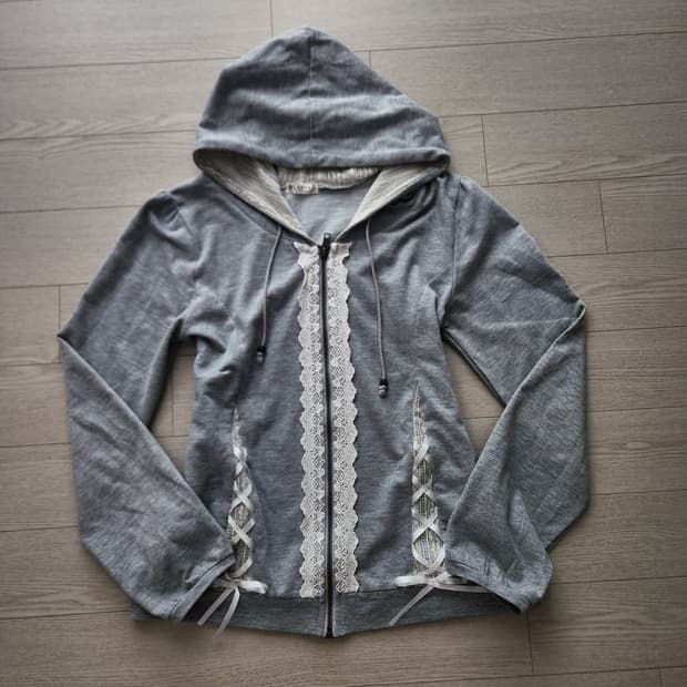 초희귀 엑시즈팜 레이스 리본 갸루 후드집업