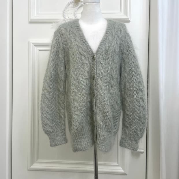 graish mint hairy twist loose cardigan