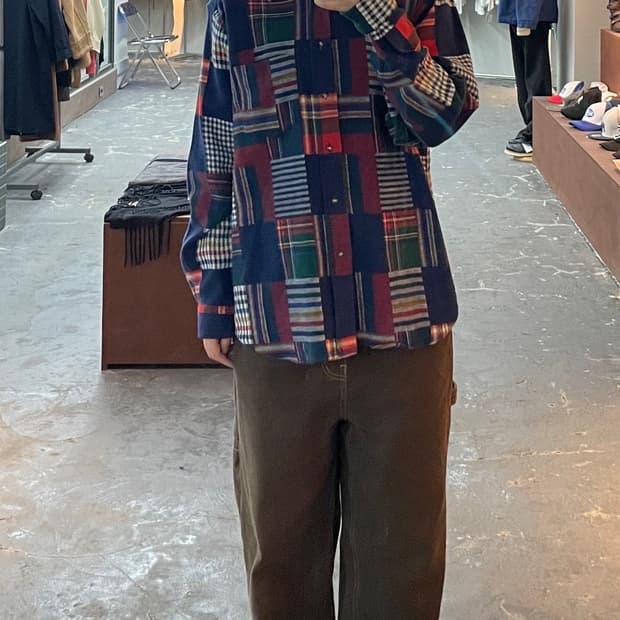 빈티지 패치워크 체크 셔츠 H1129