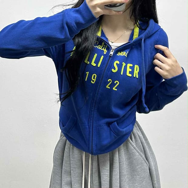 홀리스터 y2k 여리핏 걸즈 후드집업 희귀져지(L)