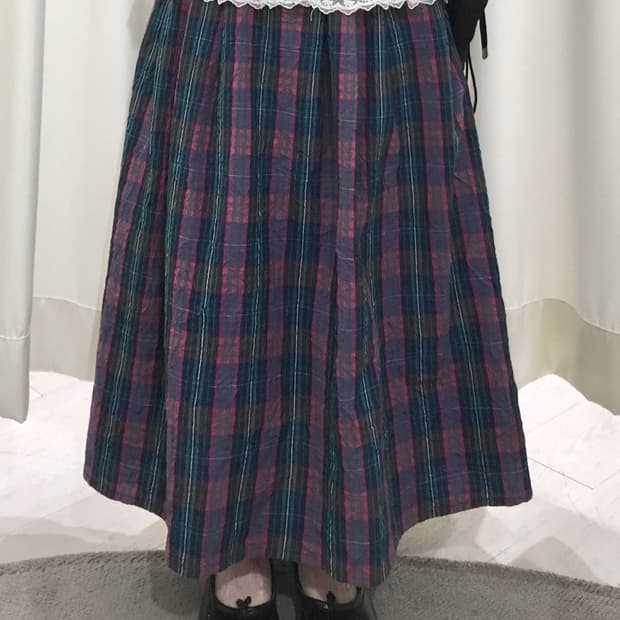 vivid check skirt