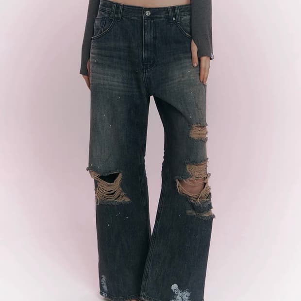 Jay Destroyed Wide Denim 플리즈노팔로우 데님