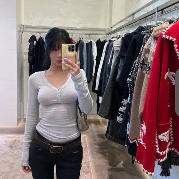 도프 앙고라 믹스 니트 티셔츠 