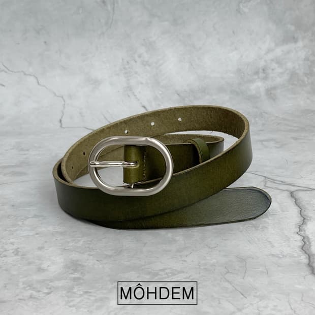 [Unisex] 말차라테 천연가죽 미니멀 벨트