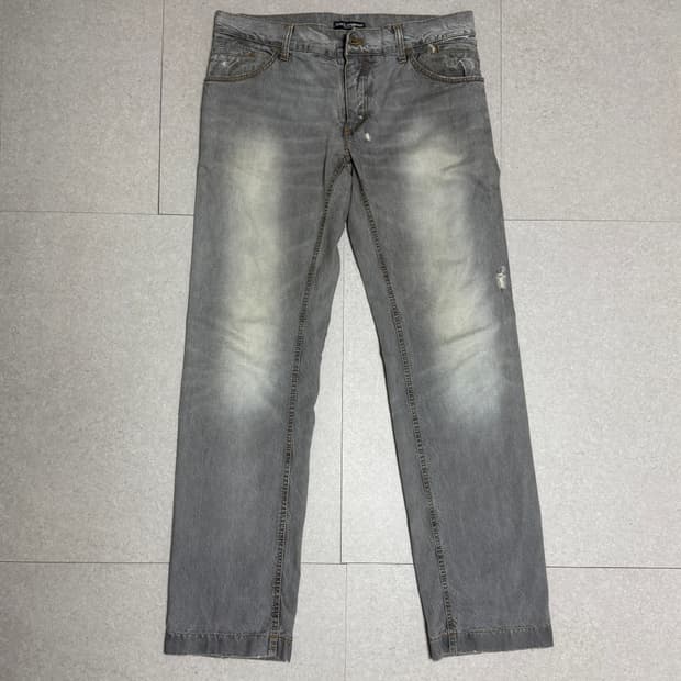 돌체 앤 가바나 made in italy 그레이 흑청 디스트로이드 데님